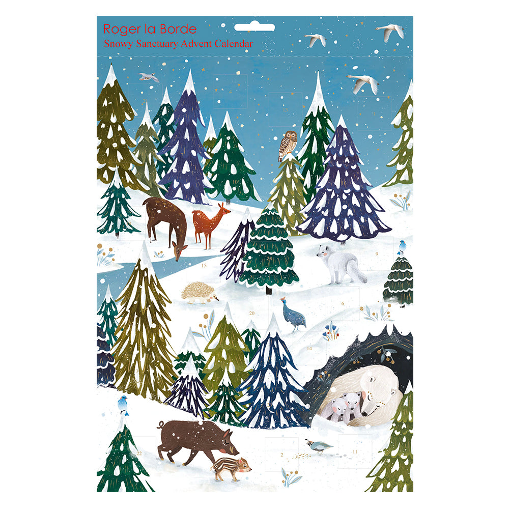 Snowy Sanctuary Roger La Borde Flat Advent Calendar 380 x 270 mm Gold Foil