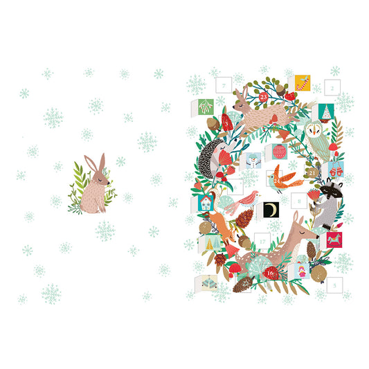 Frosty Forest Wreath Animals Advent Calendar Card with envelope 170 x 120mm Roger la Borde