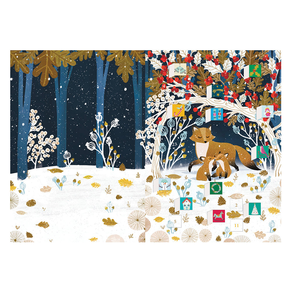 Paw Prints in the Snow Fox Advent Calendar Card with envelope 170 x 120mm Roger la Borde