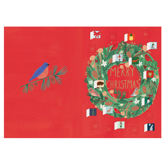 Christmas Wreath Advent Calendar Card with envelope 170 x 120mm Roger la Borde