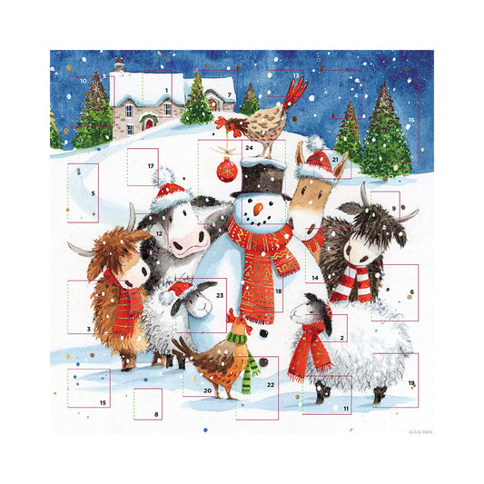 Farm Friends Animals and Snowman Medici Advent Calendar 280mm x 280mm