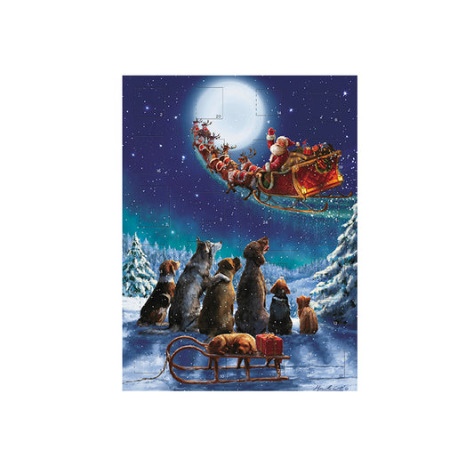 Santa and Dogs Christmas Friends Medici Advent Card 151 x 203 mm