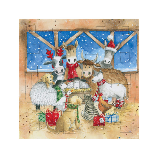 Stable Friends Animals at Manger Advent Calendar 230 x 230 mm