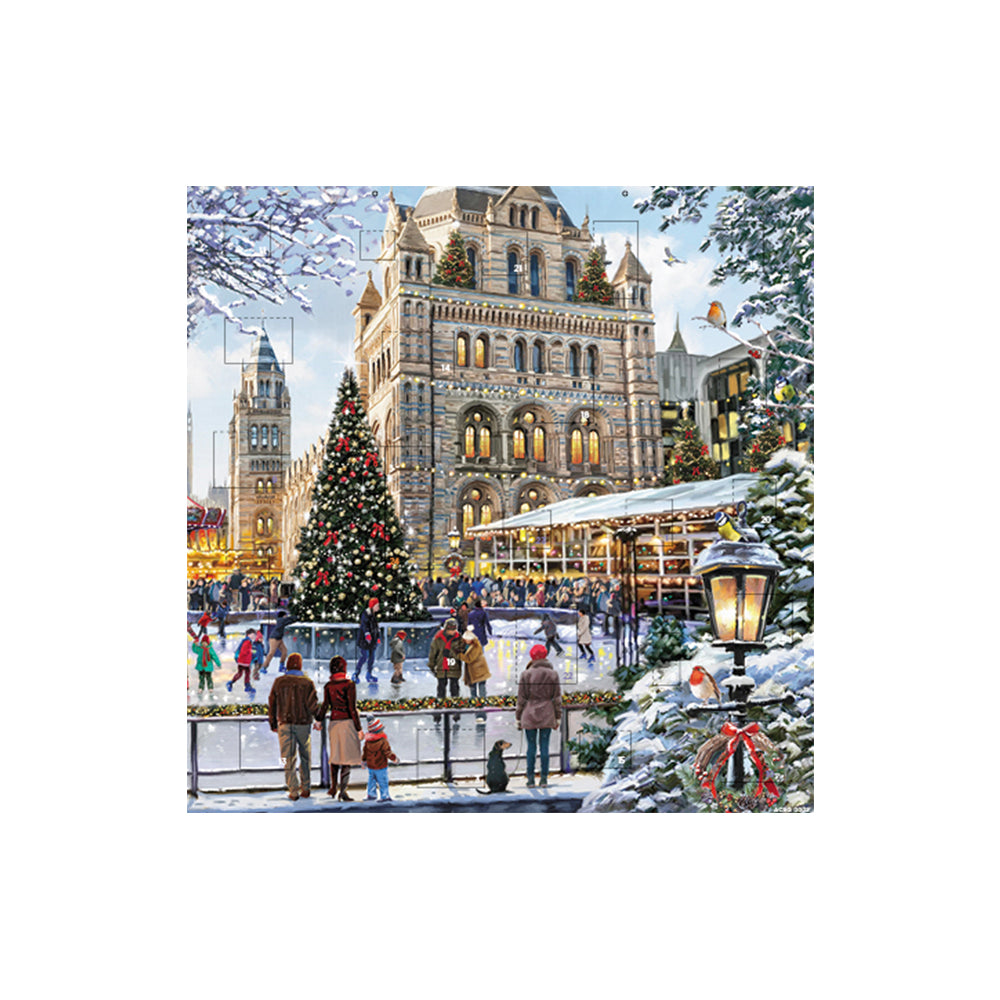 Skating by the Natural History Museum Square Medici Advent Card 153 x 153 mm