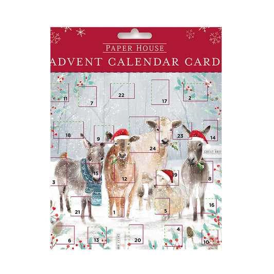 A Farmyard Christmas Medici Advent Card 160 x 160mm with envelope