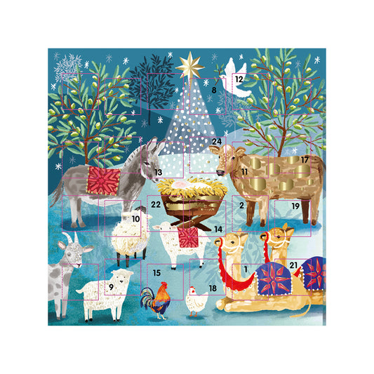 Around the Manger Nativity Animals Ling Advent Calendar Card 159 x 159 mm