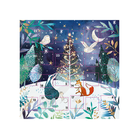 Friends in the Forest Fox and Badger Ling Advent Calendar Card 159 x 159 mm