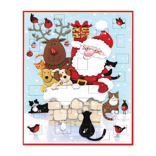 Father Christmas Down Chimney Caspari Advent Calendar 41.8 x 32.4