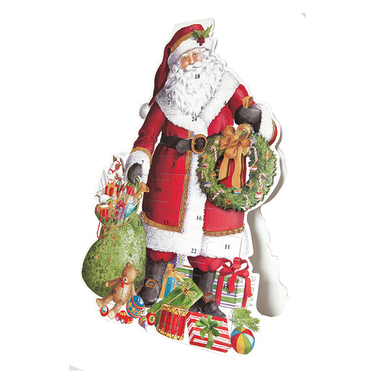 Standing Santa Claus  Die Cut Caspari Advent Calendar by Ingrid Slyder  21.6 x 38cm