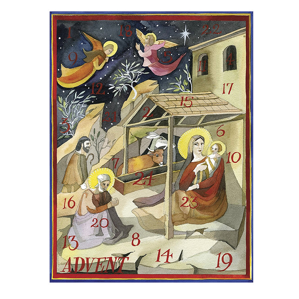 Matthew Rice Nativity Caspari Advent Card with 24 Doors 18 x 13cm