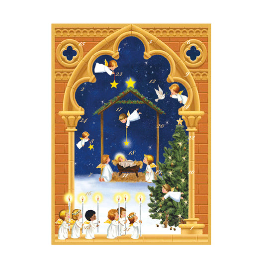 Angels Caspari Advent Card with 24 Doors 18 x 13cm