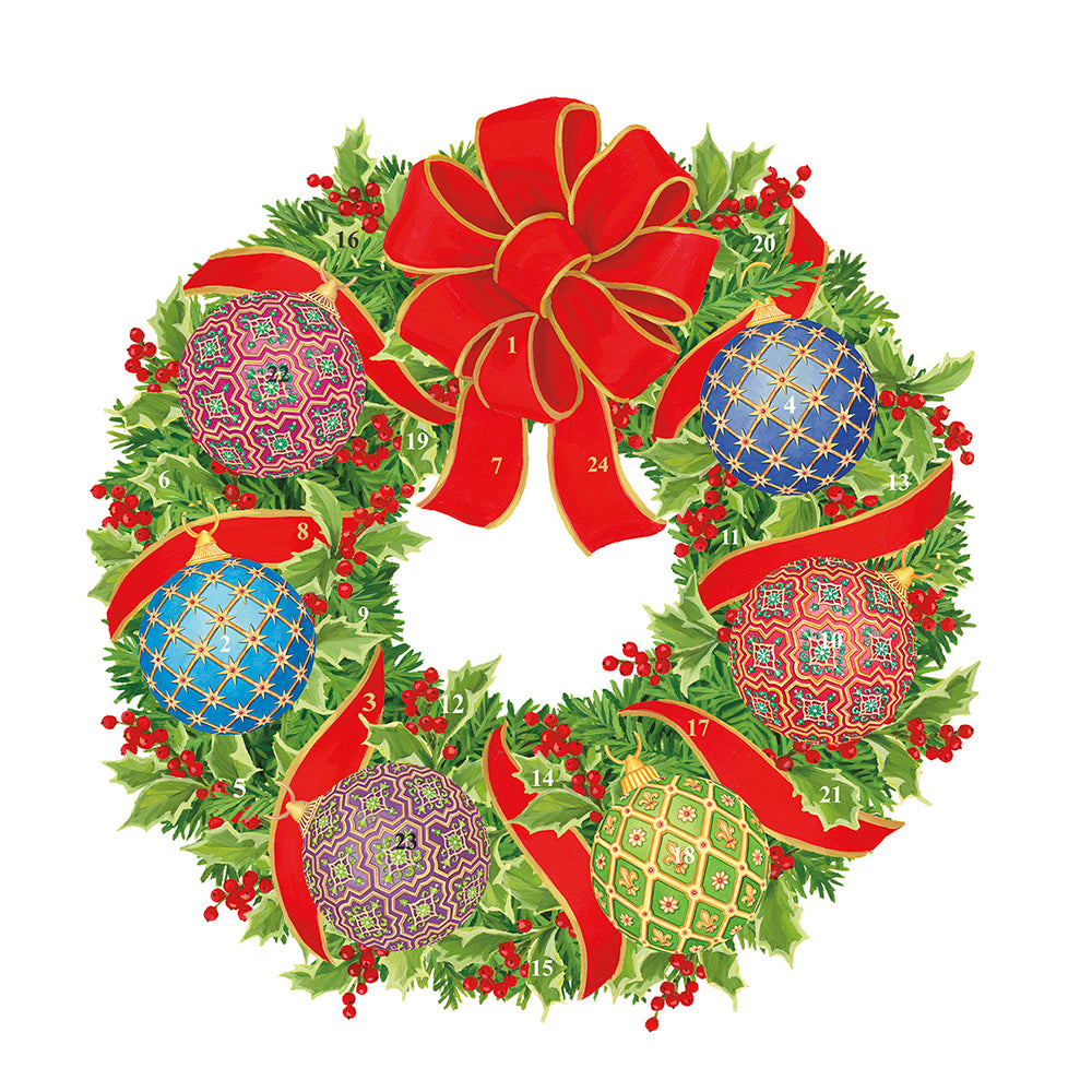 Imperial Ornament Wreath by Parvaneh Holloway Caspari Die Cut Advent Calendar 35 x 33cm