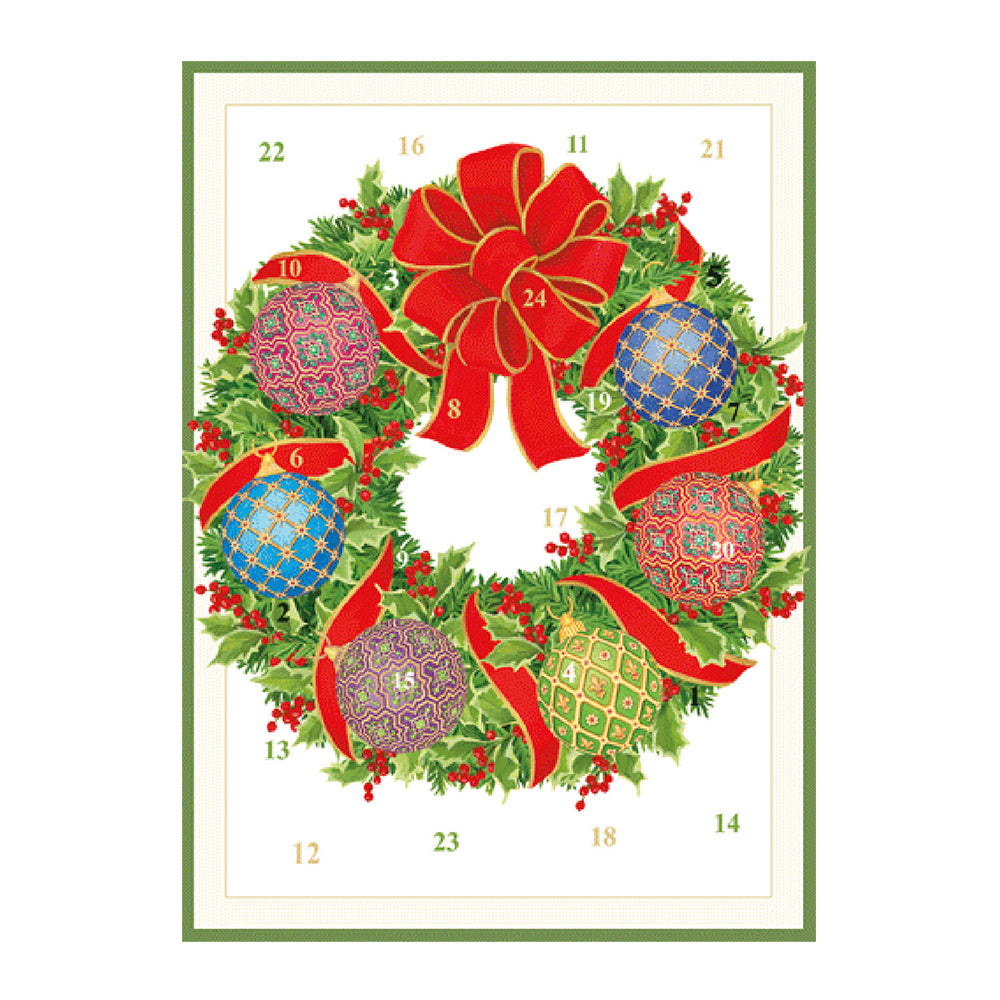 Imperial Ornament Wreath by Parvaneh Holloway Caspari Advent Card with 24 Doors 18 x 13cm