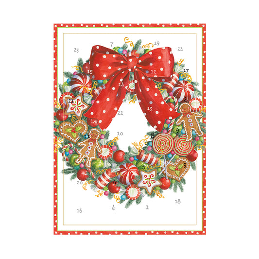 Candy Wreath by Ingrid Slyder Caspari Advent Card with 24 Doors 18 x 13cm