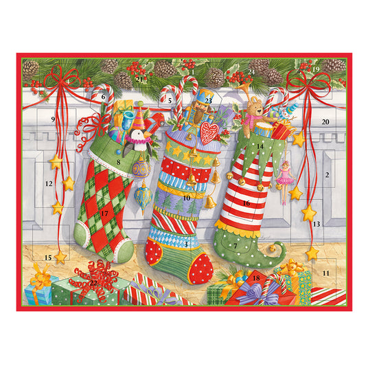 Stockings on the Mantle by Ingrid Slyder Caspari Advent Calendar 43 x 33cm