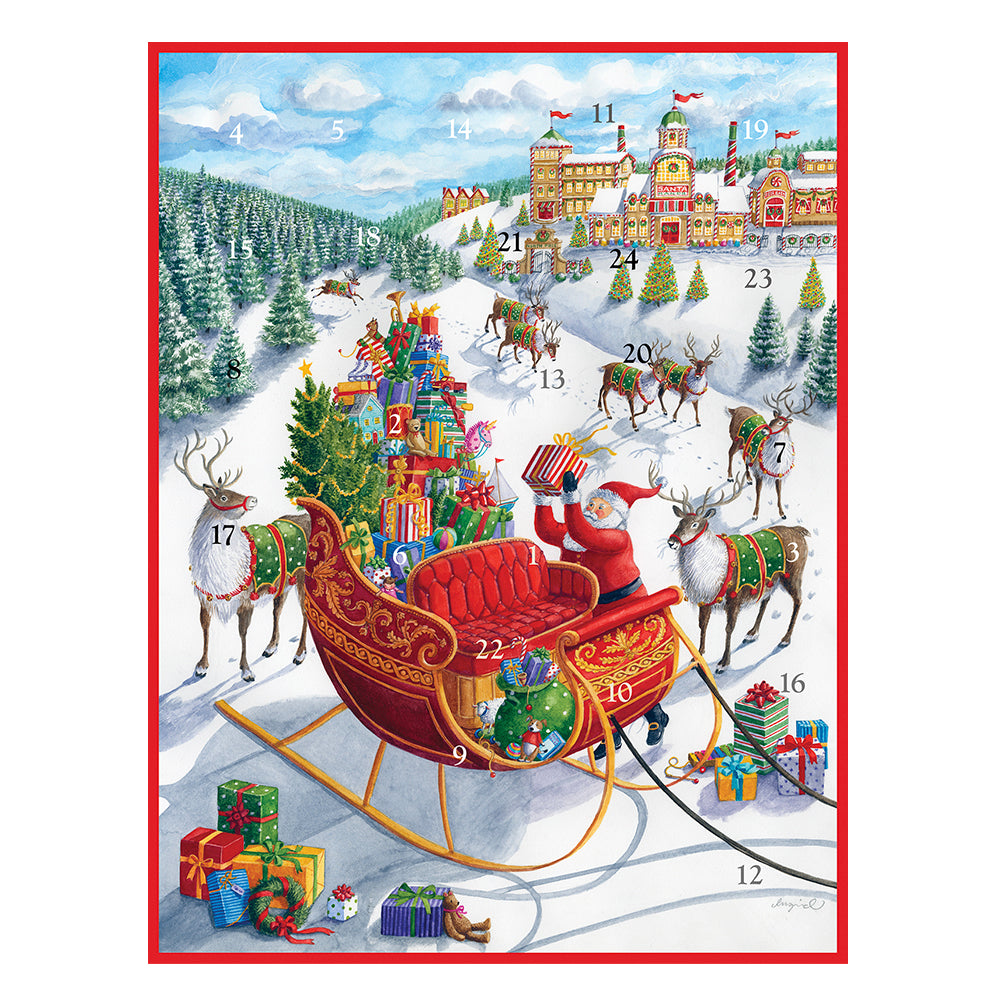 Santa’s Sleigh by Ingrid Slyder Caspari Advent Calendar 31.5 x 41.5cm