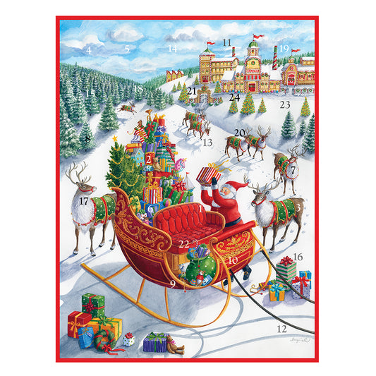 Santa’s Sleigh by Ingrid Slyder Caspari Advent Calendar 31.5 x 41.5cm