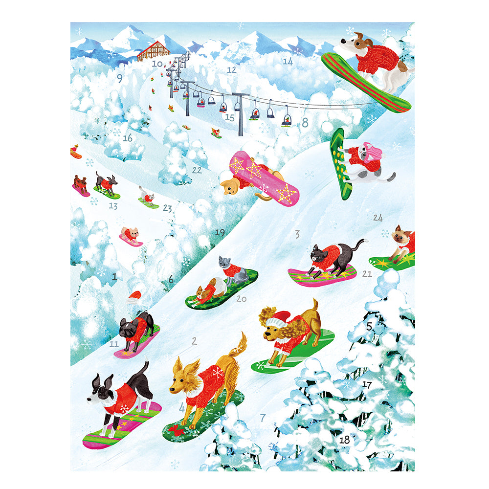 Off Leash Snowboarding Dogs by Masaki Ryo Caspari dvent Calendar 33 x 43cm