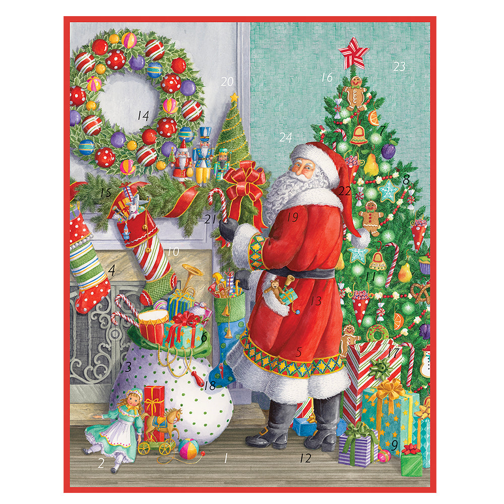 Santa at the Mantle by Ingrid Slyder Caspari Advent Calendar 32 x 41cm 