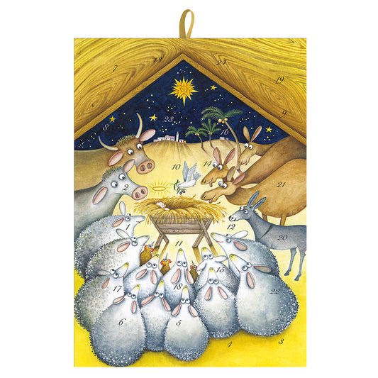 Nativity with Animals by Clare Mackie Caspari Advent Calendar 21 x 30cm  A4