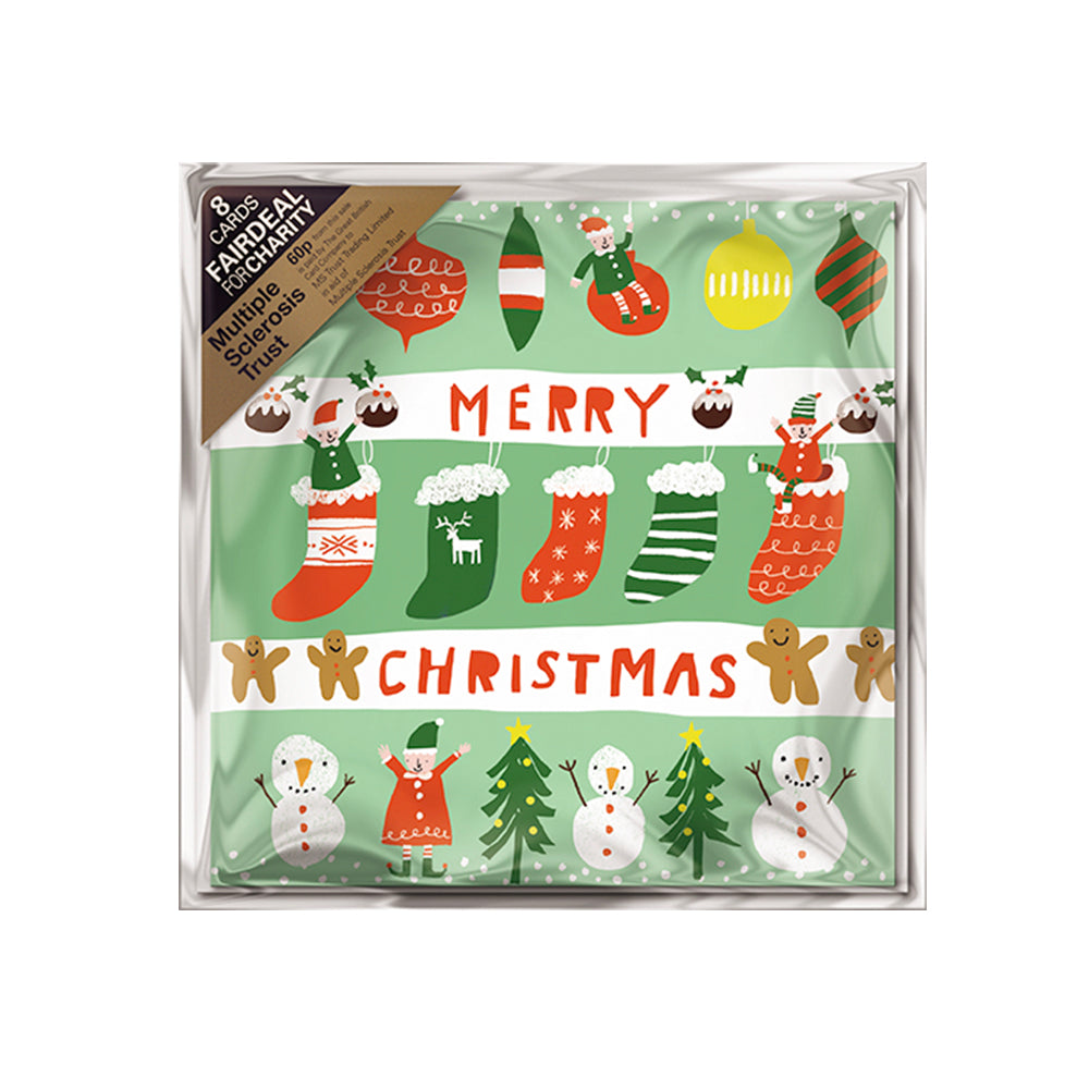 Merry Christmas 8 Pack Charity Christmas Cards 160 x 160 mm