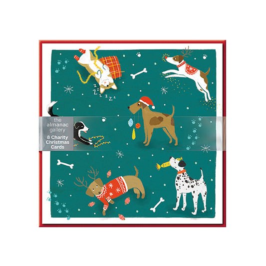 CHRISTMAS DOGS 8 Pack Charity Christmas Cards 160 x 160 mm
