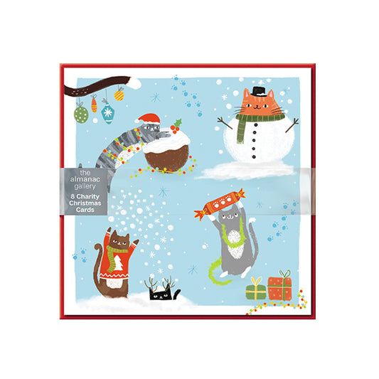 CHRISTMAS CATS 8 Pack Charity Christmas Cards 160 x 160 mm