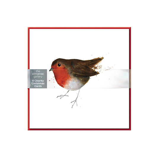 DISPLAYING ROBIN - 8 Pack Charity Christmas Cards 160 x 160 mm