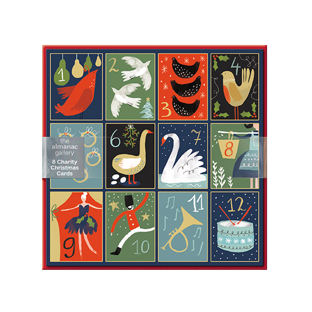TWELVE DAYS 8 Pack Charity Christmas Cards 160 x 160 mm