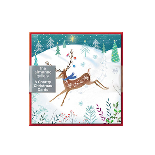 REINDEER 8 Charity Christmas Cards 100mm x 100mm