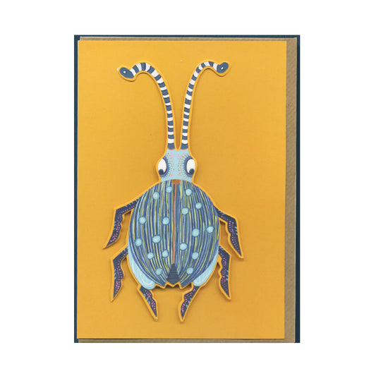 Longhorn Beetle Die Cut 3D Greeting Card by Daniel Mackie - 7 x 5 inches with envelope