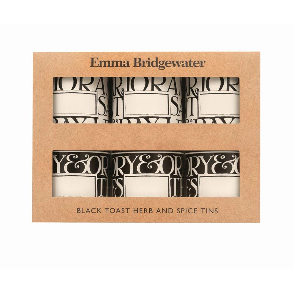 Emma Bridgewater Black Toast Set of 6 Spice Tins 69 (d) x 73mm