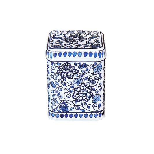 Claire Winteringham - Blue & White Tall Square Tin - 75 x 75 x 83mm