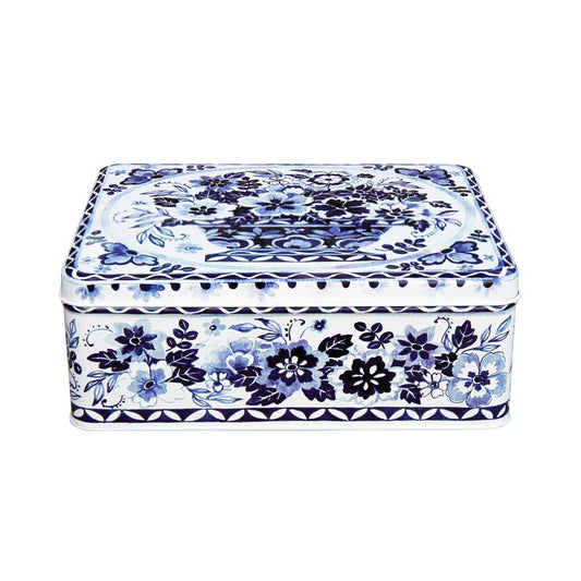 Claire Winteringham - Blue & White Deep Rectangular Tin-  195 x 154 x 75mm