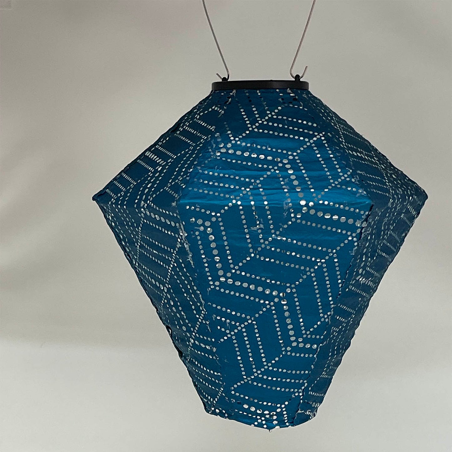 Solar Lantern - Blue Diamante Zig Zag 28cm