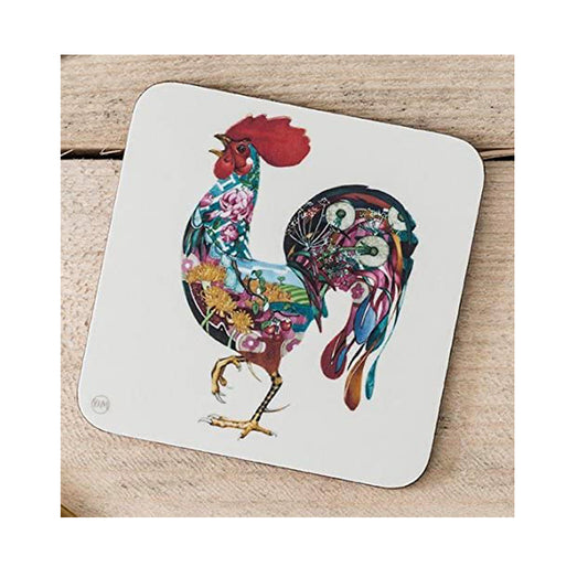 Rooster Drinks Coaster by Daniel Mackie 95mm x 95 mm