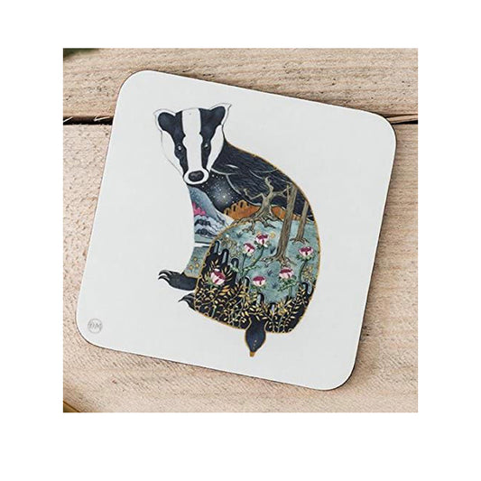 Badger Drinks Coaster by Daniel Mackie 95mm x 95 mm