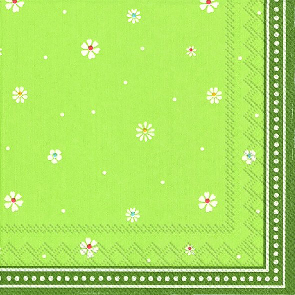 FARMERS SPRING (V&B) Green Daisy IHR Paper Cocktail Napkins 25 cm square 3 ply 20 pack