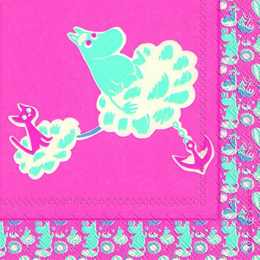 Muumi rose Moomin IHR Paper Cocktail Napkins 25 cm square 3 ply 20 pack