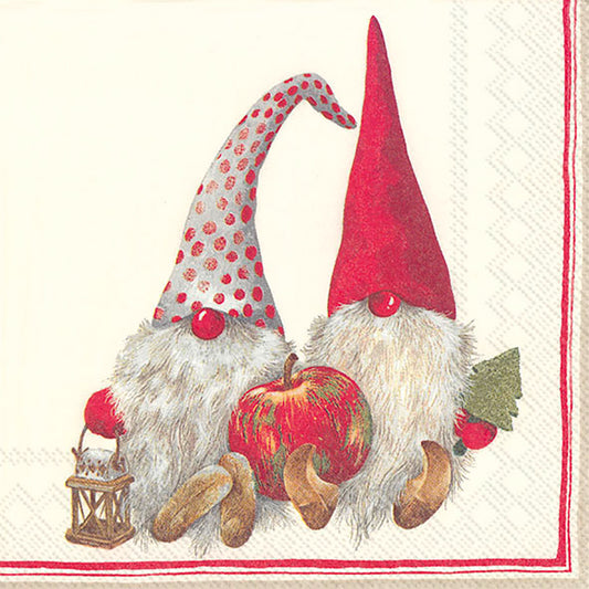 FRIENDLY TOMTE red Christmas Gnome IHR Paper Cocktail Napkins 25 cm square 3 ply 20 pack