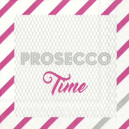 PROSECCO TIME pink Drinks IHR Paper Cocktail Napkins 25 cm square 3 ply 20 pack