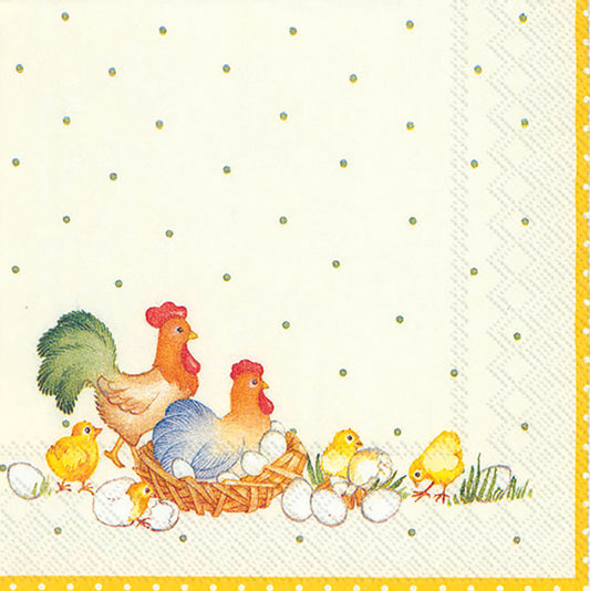 NEW EASTER FARMERS (V&B) Chickens Hens IHR Paper Cocktail Napkins 25 cm square 3 ply 20 pack