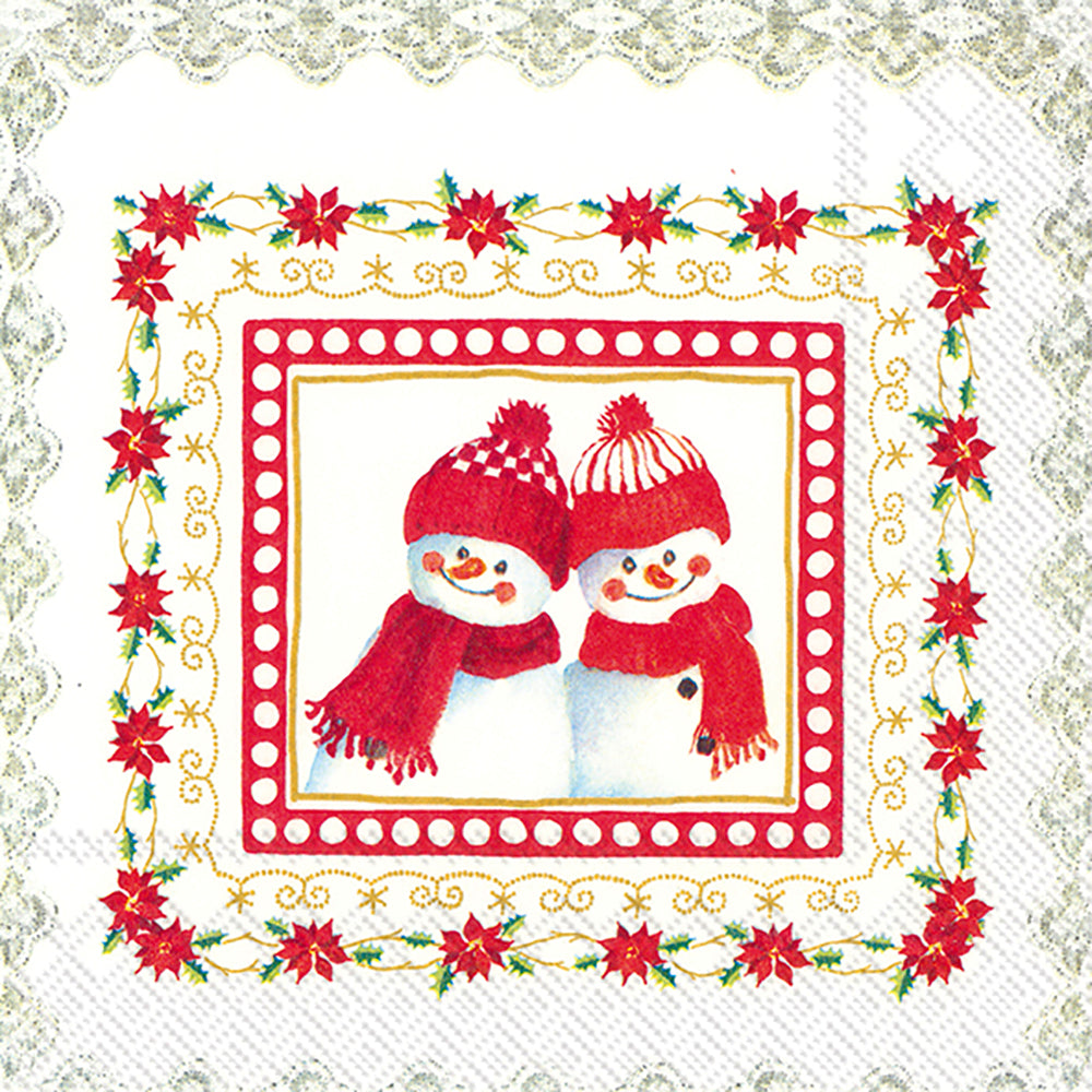 LOVELY LITTLE FELLOWS Snowman Christmas IHR Paper Cocktail Napkins 25 cm square 3 ply 20 pack