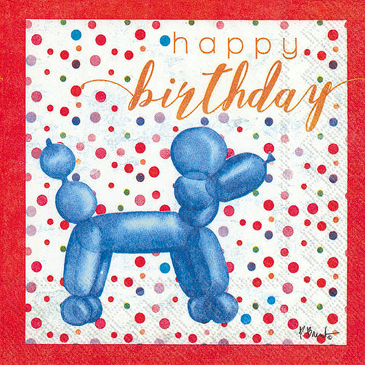 BALLOON ANIMAL BIRTHDAY Dog IHR Paper Cocktail Napkins 25 cm square 3 ply 20 pack