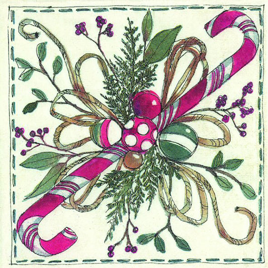 CHRISTMAS FLORISTRY cream floral IHR Paper Cocktail Napkins 25 cm square 3 ply 20 pack