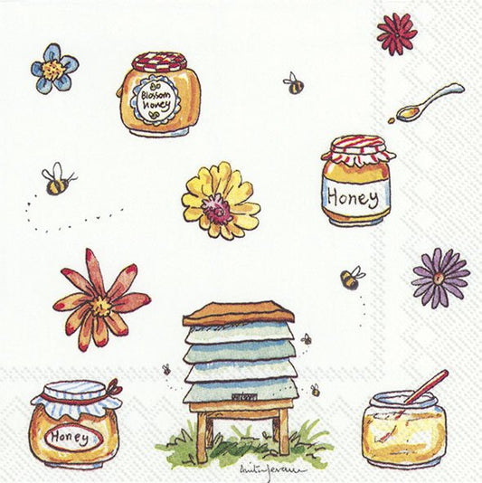 BEE HONEY Bees IHR Paper Cocktail Napkins 25 cm square 3 ply 20 pack