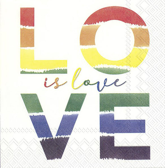 Rainbow Love Heart IHR Paper Cocktail Napkins 25 cm square 3 ply 20 pack