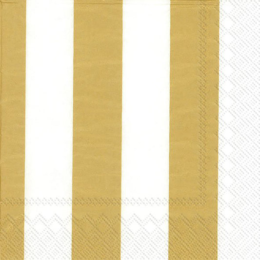 Marimekko KAKSI RAITAA gold stripe IHR Paper Cocktail Napkins 25 cm square 3 ply 20 pack