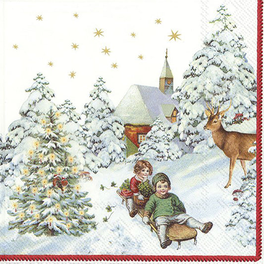 Villeroy & Boch Annual Christmas Snow IHR Paper Cocktail Napkins 25 cm square 3 ply 20 pack