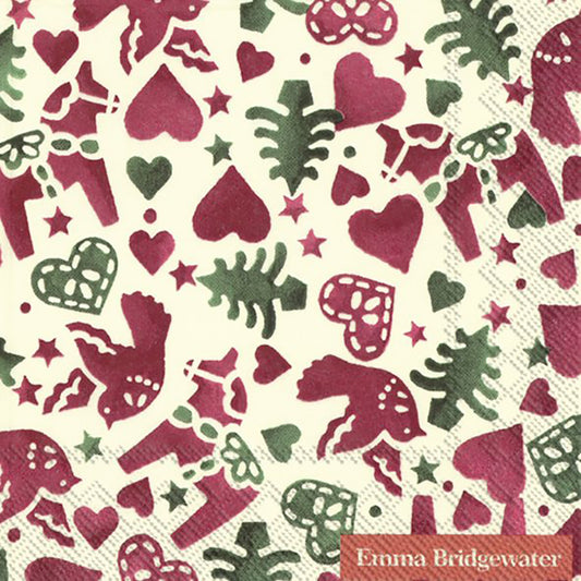 Emma Bridgewater CHRISTMAS JOY cream IHR Paper Cocktail Napkins 25 cm square 3 ply 20 pack